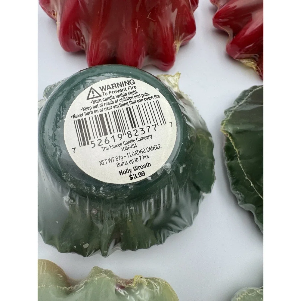 Yankee‎ Candle Floating Christmas Candles Poinsettia Holly Mistletoe NOS